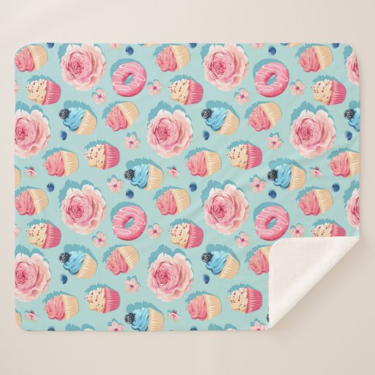 Cupcakes Sherpa Blanket Deken (Voorkant (horizontaal))