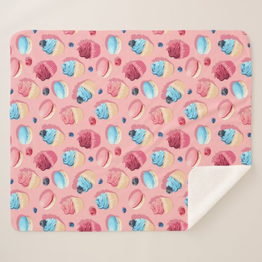 Cupcakes Sherpa Blanket Deken (Voorkant (horizontaal))