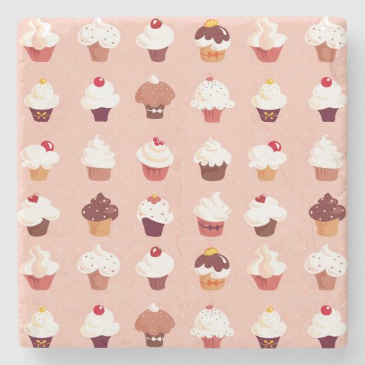 Cupcakes Stenen Onderzetter (Voorkant)