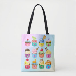 Cupcakes toevoegen Jouw naam Monogram Delicious be Tote Bag