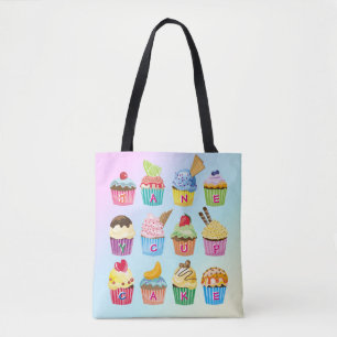 Cupcakes toevoegen Jouw naam Monogram Delicious be Tote Bag