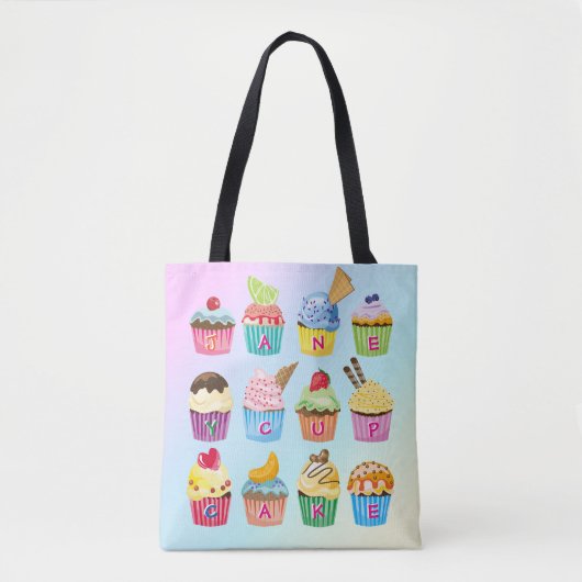 Cupcakes toevoegen Jouw naam Monogram Delicious be Tote Bag (Voorkant)