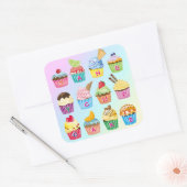 Cupcakes toevoegen Jouw naam Monogram Delicious be Vierkante Sticker (Envelop)