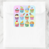 Cupcakes toevoegen Jouw naam Monogram Delicious be Vierkante Sticker (Tas)
