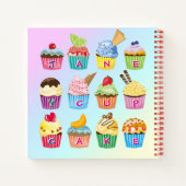 Cupcakes toevoegen Jouw naam Monogram Muffin Cute Notitieboek (Achterkant)