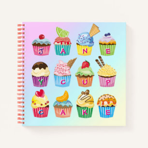 Cupcakes toevoegen Jouw naam Monogram Muffin Cute  Notitieboek