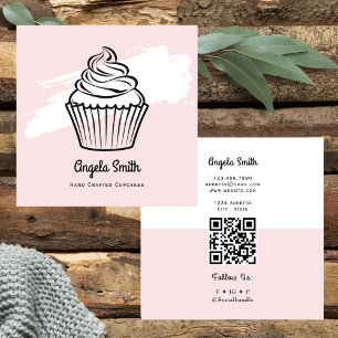 Cupcakes Trendy Website Roze Vierkante Visitekaartje