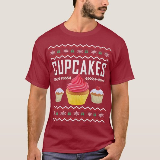 Cupcakes Ugly KerstSweater T-shirt (Voorkant)