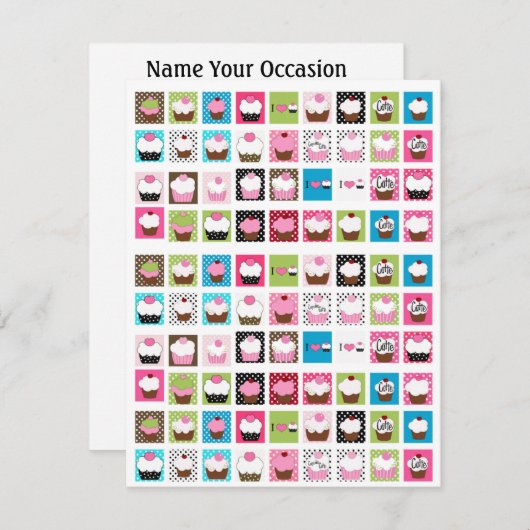 Cupcakes uitnodigen ...; ) SRF Kaart (Voorkant / Achterkant)