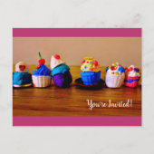 Cupcakes Uitnodiging Briefkaart (Voorkant)