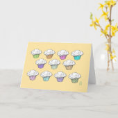 Cupcakes Vanille Icing Gefeliciteerd Personalisere Kaart (Gele Bloem)