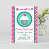 Cupcakes verjaardag uitnodiging (Staand voorkant)