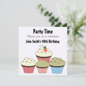 Cupcakes - Verjaardagsuitnodiging Kaart (Staand voorkant)
