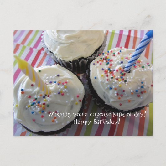 Cupcakes Verjaardagswensen Briefkaart (Voorkant)