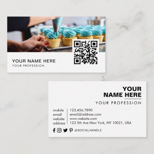 cupcakes visitekaartjes QR-code (Voorkant / Achterkant)