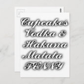 Cupcakes Vodka Hakuna Matata FUNNY Briefkaart (Voorkant / Achterkant)