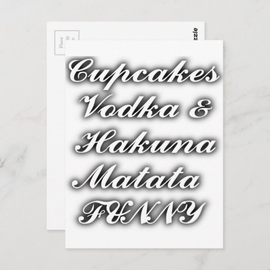 Cupcakes Vodka Hakuna Matata FUNNY Briefkaart (Voorkant / Achterkant)