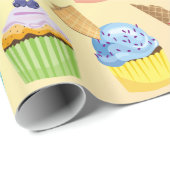 Cupcakes Voeg Jouw naam Monogram Cute Muffin-behan Cadeaupapier (Rol Hoek)