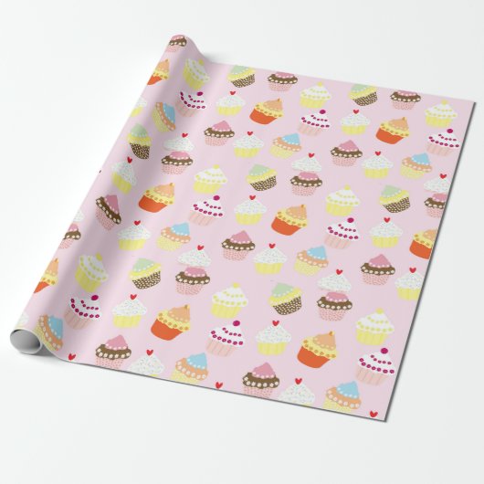 Cupcakes Waterverf Achtergrond Achtergrond Patroon Cadeaupapier (Uitgerold)