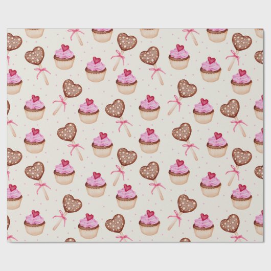 Cupcakes Wrapping Paper Cadeaupapier (Vlak)