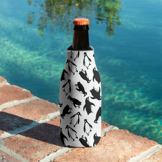 Cupe black white penguin pattern white background flesjeskoeler (Insitu Zwembad)