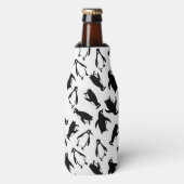 Cupe black white penguin pattern white background flesjeskoeler (Fles Voorkant)