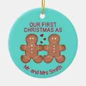 Cupe gingerbread koppel in love custom keramisch ornament (Voorkant)