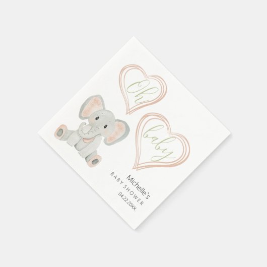 Cupe Spring Olifant Waterverf Illustratie Servet (Hoek)