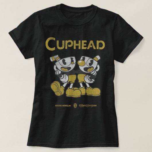Cuphead en Mugman Best Buds Gold Suits T-shirt (Design voorkant)
