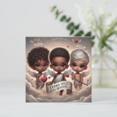 Cupid 2025 en verder Trio CupidFlat Wenskaart Kaart (Staand voorkant)