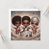 Cupid 2025 en verder Trio CupidFlat Wenskaart Kaart (Voorkant / Achterkant in situ)
