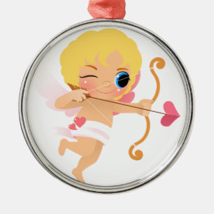 Cupid About to Shoot a Heart Arrow Metalen Ornament