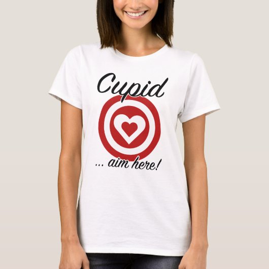 Cupid Aim Hier T-shirt (Voorkant)