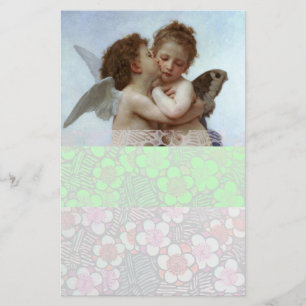 Cupid and Psyche as Children blue white green Briefpapier