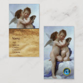 Cupid and Psyche as Children MONOGRAM Parchment Visitekaartje (Voorkant / Achterkant)