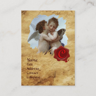 Cupid and Psyche as Children MONOGRAM Parchment Visitekaartje