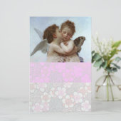 Cupid and Psyche as Children, roze wit Briefpapier (Staand voorkant)