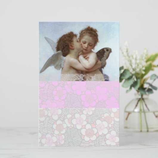 Cupid and Psyche as Children, roze wit Briefpapier (Staand voorkant)