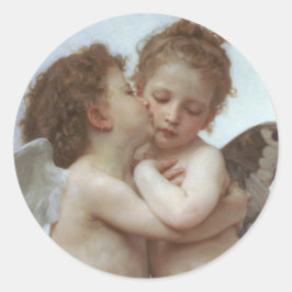 Cupid and Psyche as children - William Bouguereau Ronde Sticker