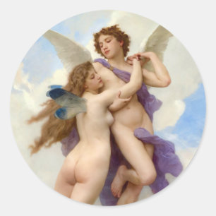 Cupid and Psyche  Bouguereau Ronde Sticker