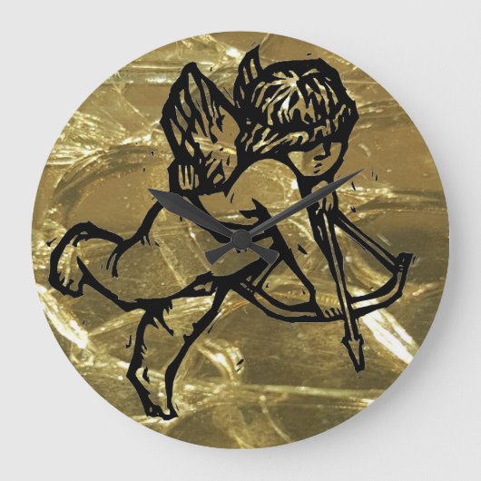 Cupid Angel-kerstklok zwart goud Grote Klok (Voorkant)