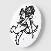 Cupid Angel Valentijn Clock Black White Grote Klok (Hoek)