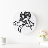 Cupid Angel Valentijn Clock Black White Grote Klok (Huis)