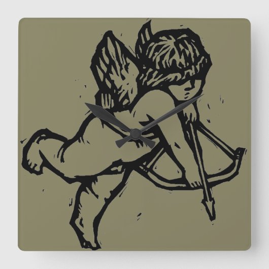 Cupid Angel Valentijn Clock Creek Vierkante Klok (Voorkant)