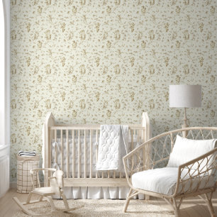Cupid Angels Floral Baby Beige Toile Behang