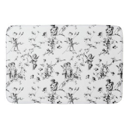 Cupid Angels Floral Black White Toile Badmat