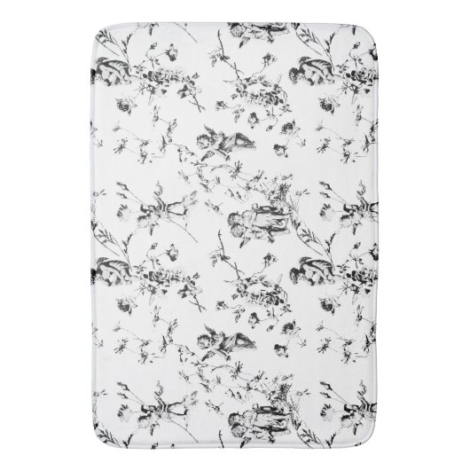  Cupid Angels Floral Black White Toile Badmat (Voorkant Verticaal)