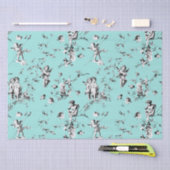  Cupid Angels Floral Black White Toile Blue Tissuepapier (Craft)