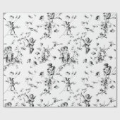 Cupid Angels Floral Black White Toile Cadeaupapier (Vlak)