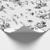  Cupid Angels Floral Black White Toile Cadeaupapier (Hoek)